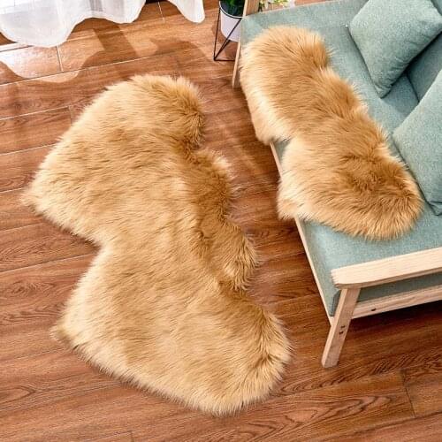 Heart Design Fur Rugs for Foryer Room Salon Shaggy Plush Chair Carpet Bedside Mats Alfombra Teppich