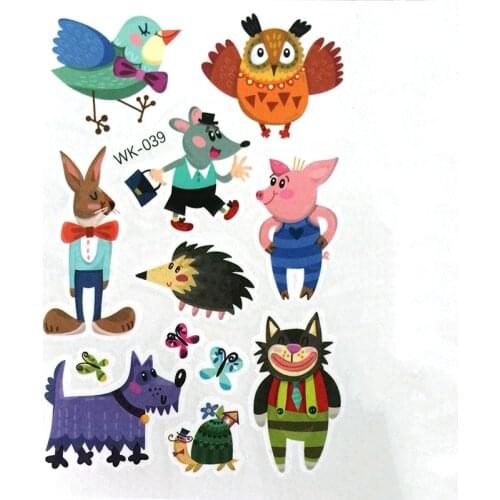 Kawaii Stickers Stickers Cartoon Animal Tattoo Stickers Temporary Tattoo For Boy Girls 10Pcs/lot