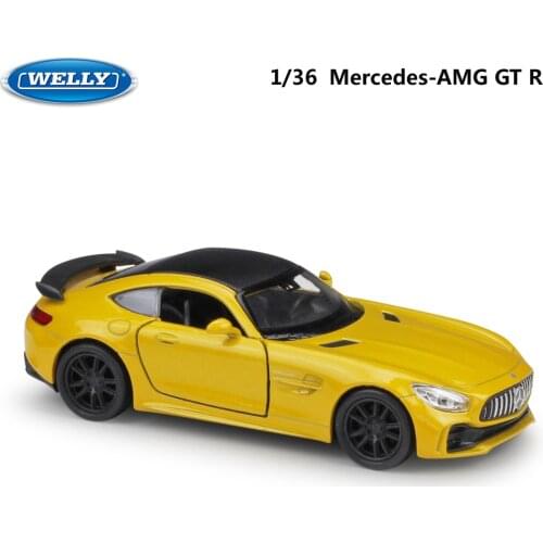 WELLY 1:36 Similator Diecast Toy Vehicle Mercedes-AMG GTR Model Race Car Pull Back Alloy Metal Toy Car For Kids Gifts Collection