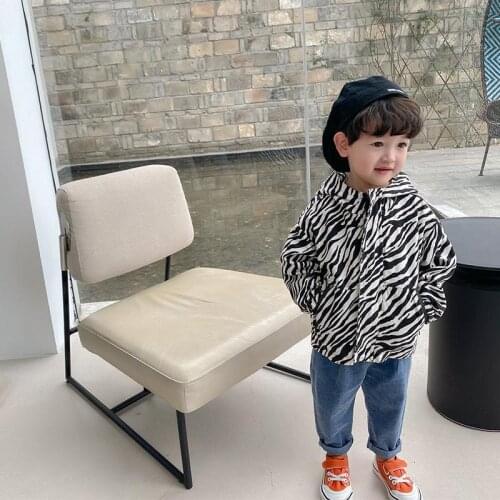 Boys Girls Fashion Zebra Print Dust Coat Spring Autumn Jacket For Baby Casual Handsome 2021 Hooded Childrens All-match Jacket