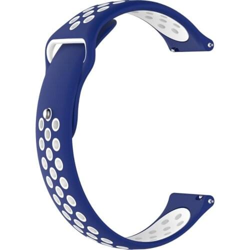 Soft Silicone Watch Strap for Xiaomi Color Smartwatch 22mm Double-Color Performated Adjustable Bands Replacement Wristband