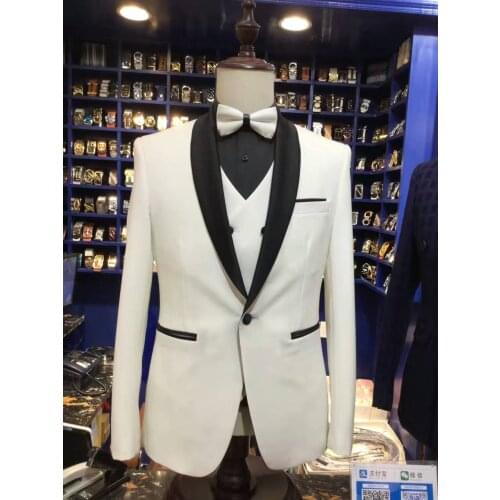 2017 Latest Coat Pant Designs Ivory White Formal Mens Wedding Suits Slim Fit Prom Tuxedo 3 Piece Custom Groom Blazer Vestidos