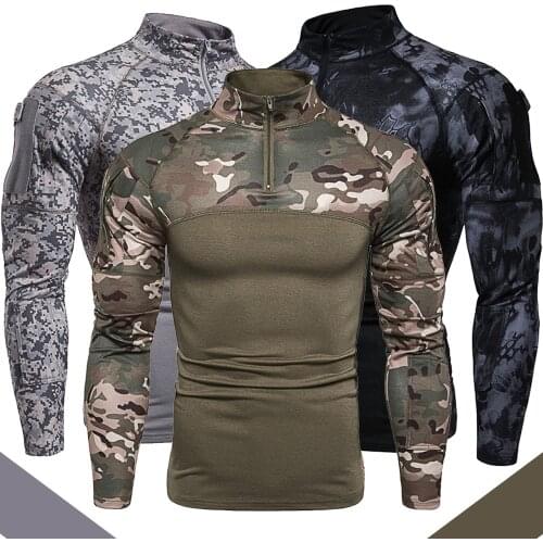 NEW Mens Long Sleeve CamouflageS Tactical T-shirt Slanting Sports Sweatsuit Fitness Tank Tops Gym Pullover Tops Outdoor Sport