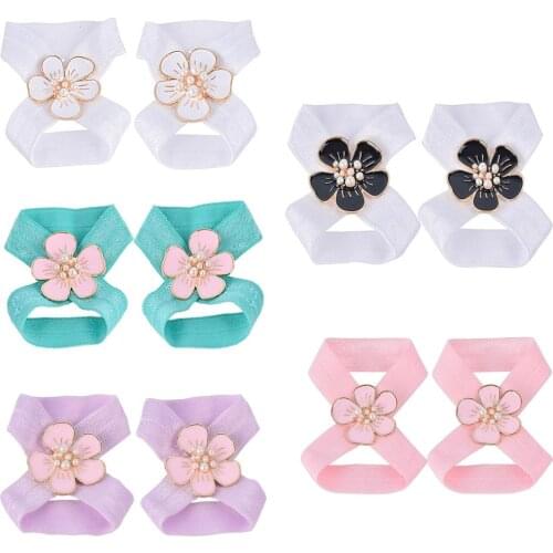 New Baby Barefoot Sandals with Alloy Flower Newborn Sandals Baptism Shoes Baby Girl Shoe Photo Props Birthday Shoes 0-12 Months
