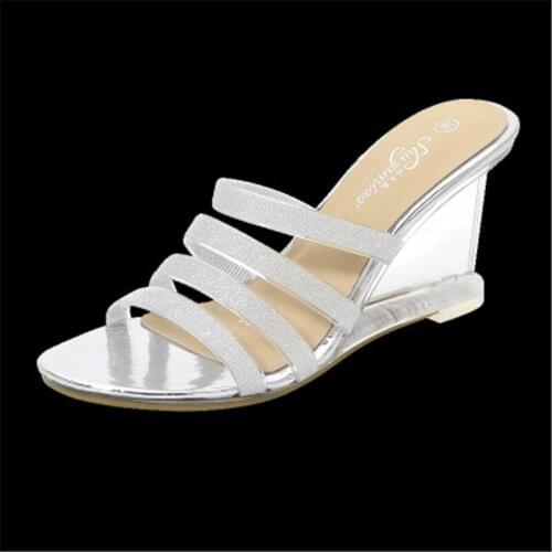 Aqua high-heeled shoes summer womens shoes simple 8 cm wedge sandals transparent heel