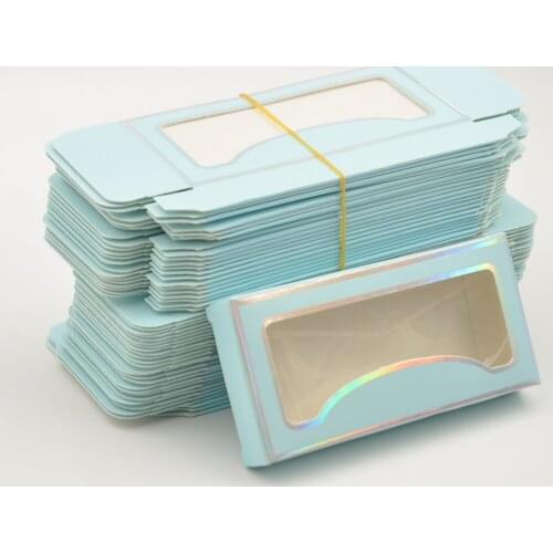 Wholesale New 10/pack False Eyelash Packaging Paper Box Lash Boxes Packaging Custom Logo Faux Mink Eyelashes Blue Makeup Case