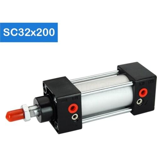 SC32X200 Pneumatic Lift 32mm Bore 200mm Stroke Air Double Acting Telescopic Compressor Piston Aluminium Sc Cylinder
