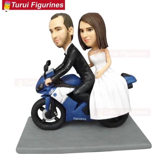 Custom personalized wedding cake topper figurines with motorbike moto car wedding gifts for motorcyclist present gift customize