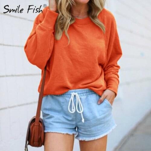 Long Sleeve Casual Hoodies Harajuku Streetwear 2020 Autumn Solid O-Neck Pullovers Women Blue Fashion Female Sweatshirt G1751