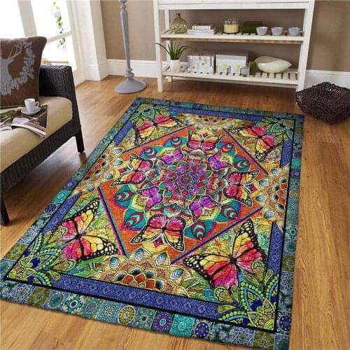 Psychedelic Butterfly Rug area funny collection carpet Floor Mat Rug Non-slip Mat Dining Room Living Room Soft Bedroom Carpet 02
