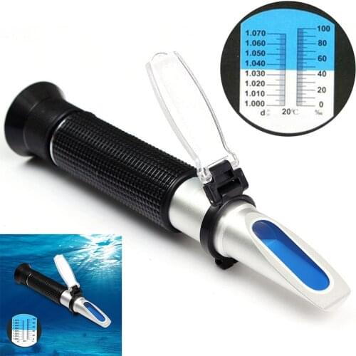 Salinity Meter Refractometer Dual Scale 1.0 to 1.07 S.G.Salt Tester for Aquarium Seawater Precision Swimming Pool salinity meter