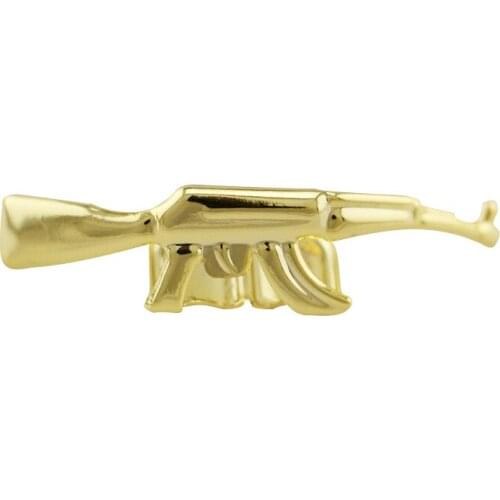 Factory Bottom Price Gold Color Grills Hip Hop Single Gun AK47 Tooth Grillz Cap Men Body Jewelry Gifts Bling Custom Teeth Grill