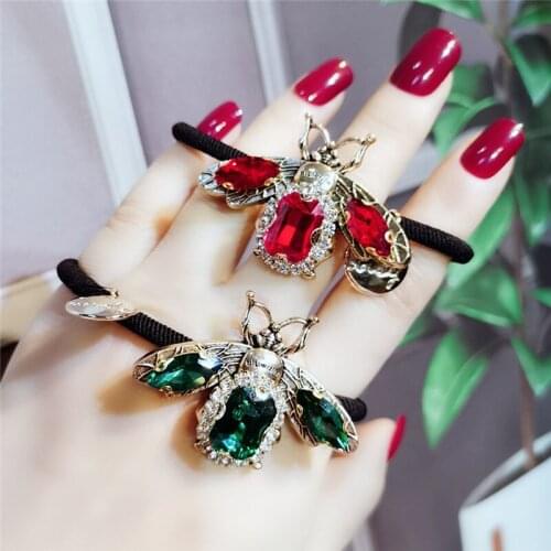 Crystal bee hair rope retro ponytail hair band Korean female fashion head rope jewelry