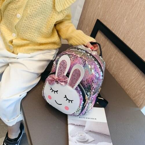 New 3D Girl school bags small cute little rabbit bag Shoulder sequins laser sparkle children backpack girl backpack female