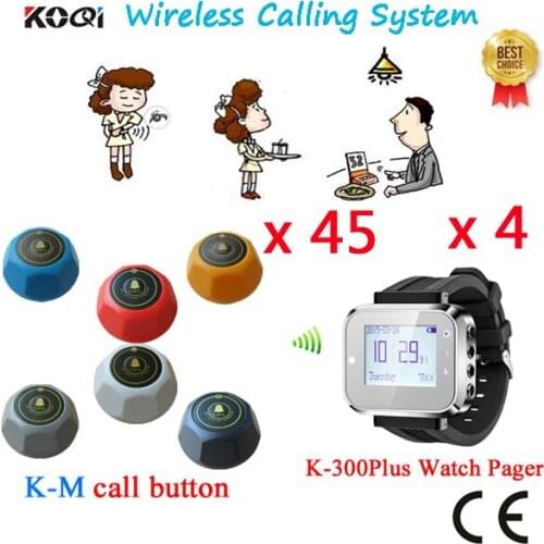 Table Ordering System Competitive Price With Smart Watch Receiver And Durable Call Button( 4 watch + 45 table call button )