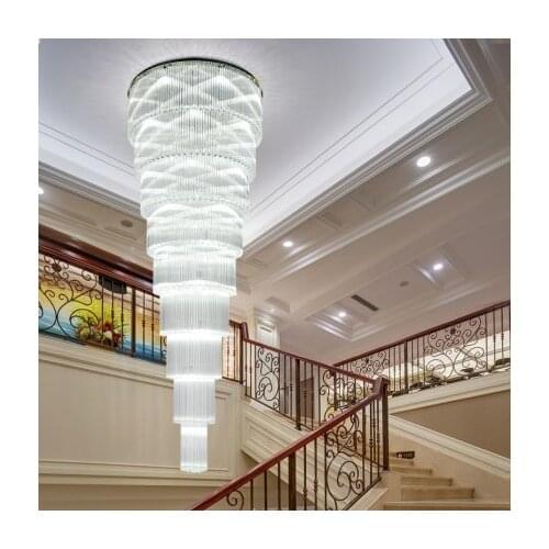 Modern Crystal Chandelier LED Lights American K9 Crystal Chandeliers Lighting Fixture Hotel Big Long 3 White Colors Changeable