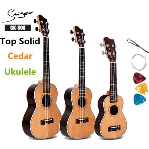 Top Solid Cedar Ukulele Rosewood Soprano Concert Tenor 21 24 26 Inches Pickup Mini 4 Strings Ukelele Guitarra Travel Guitar