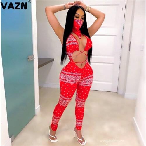 VAZN 2020 Sexy Two Piece Set V-neck Bandage 2 Piece Set Women Sleeveless Top And Full Pant Summer Holiday Sets