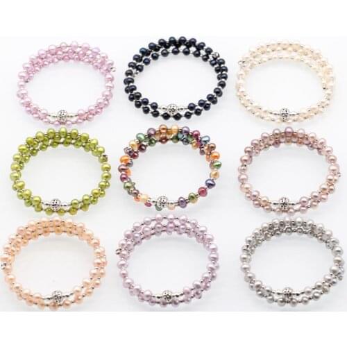 Good Quality Freshwater Pearl Bracelet Customizable Womens Bracelets 2 layers nugget pearls cream colors