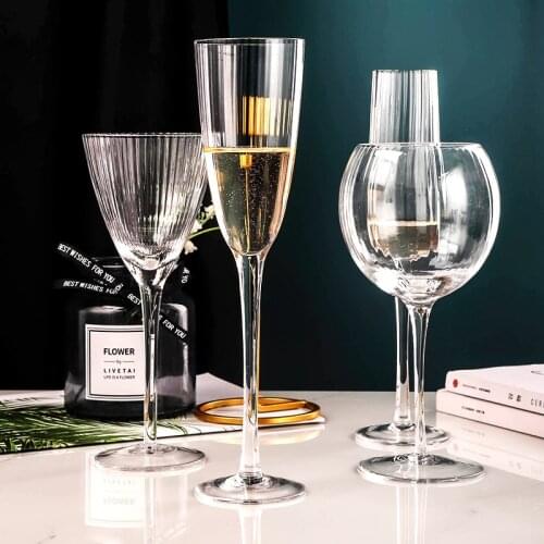 High Quality 200-500ml Creative Striped Goblet Special Champagne Cocktail Dessert Wine Cup Festival Drinkware