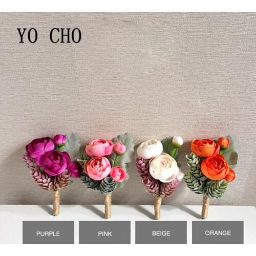 YO CHO 4 Color Bride Bridesmaid Hand Wrist Flower Wedding Flower Girl Bracelet Bridal Wristband Corsage Accessories Supplies