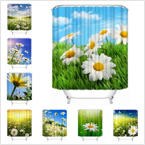 Musife Custom High Quality Daisy Shower Curtain Waterproof Bathroom Polyester Fabric Bathroom Curtain
