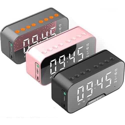 Mirror Digital LED Alarm Clock Multi FM Radio Wireless 5.0 Bluetooth Music Player Electronic Table Clocks with Dual Alarm Mode