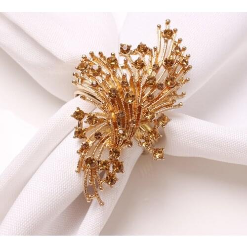 12pcs/lot New wedding table accessories champagne diamond napkin ring napkin buckle napkin ring