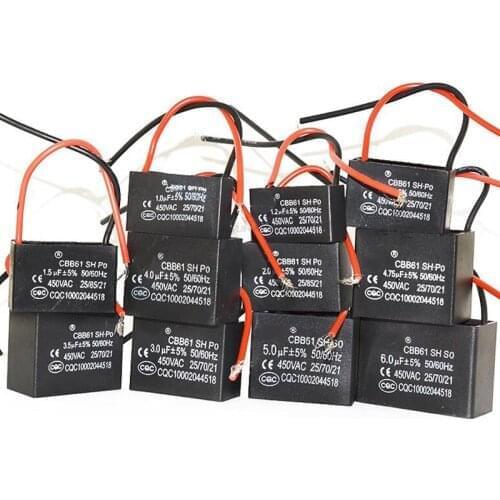 1pcs CBB61 starting capacitance AC Fan Capacitor 450V CBB Motor Run Capacitor 1UF 1.2UF 1.5UF 1.8UF 2UF 2.5UF 3UF 3.5UF 4UF-20UF