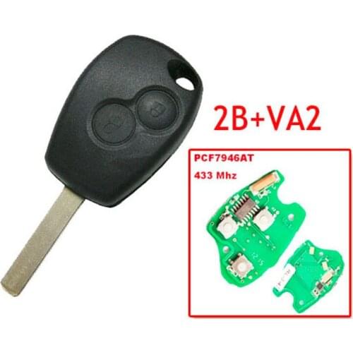 2 Buttons Remote Key For Renault Kangoo Megane Laguna PCF7946 / PCF7947 Chip 433MHZ VA6 Blade