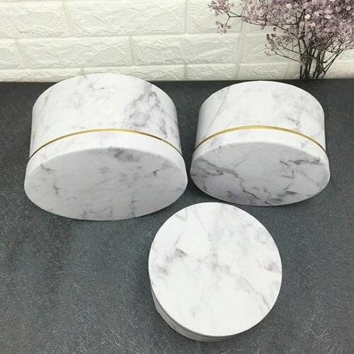 3 Pcs Florist Flowers Gifts Box Marble Pattern Round Packing Case for Wedding Party CLH@8