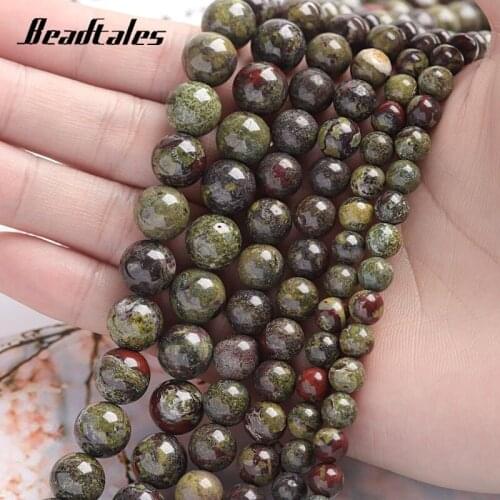 6/8/10mm Spacer Beads Natural Stone Dragon blood Beads Round Loose Beads For Jewelry DIY Making Bracelet Accessories Beadtales