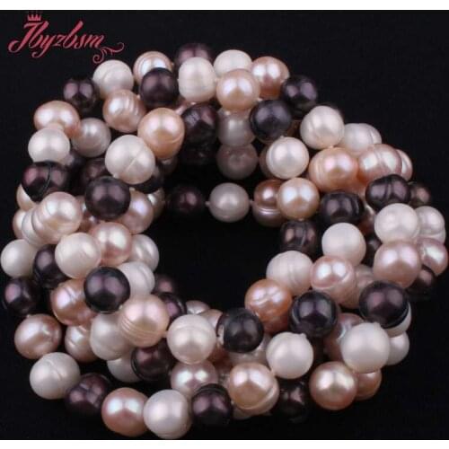 8-10mm Multicolor Nearround Freshwater Pearl Beads Natural Stone Beads Handwork For Christmas Gift Necklace Not Button 40"
