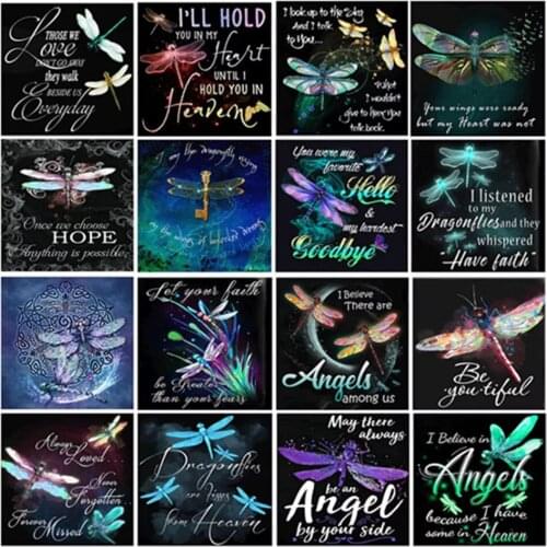 Uone Diamond Painting Cross Stitch Animal Dargonfly Square Round Mosaic Embroidery Rhinestone Kids Adult Home Office Decor Gift