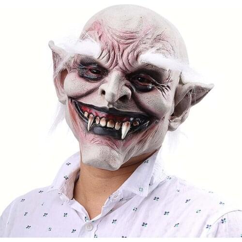 White brow old demon 2019 Halloween horror demon mask vampire foreign trade haunted house dressing props latex cover