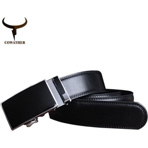 COWATHER 2019 white and black pure color cow genuine leather belts for men sale automatic mens belt starp sale freeshipping