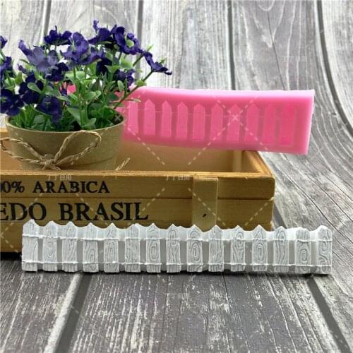 Wooden fence chocolate DIY fondant cake decorating tools lace border 3D Food-grade silicone mold kitchen baking utensils FQ2843