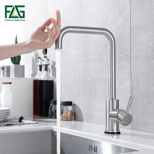 FLG Sensor Kitchen Faucets Brushed Touch Inductive Sensitive Faucets Mixer Water Tap Single Handle Dual Outlet Water Modes