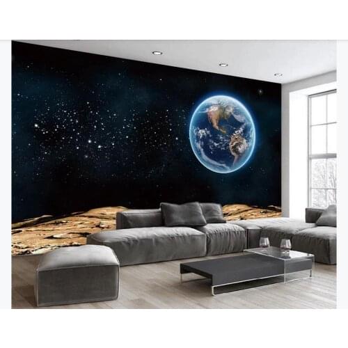 Photo Customized 3D HD stereo space starry sky earth Mural Wallpaper For Living room Bedroom Background wall painting Home Decor