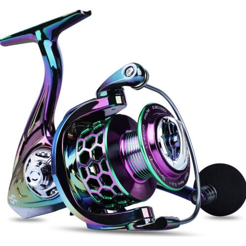 Sougayilang 13+1BB Colorful Top Quality Spinning Reel High Speed Gear Ratio 5.2:1 Aluminium Spool Spinning Fishing Max Drag 8Kg