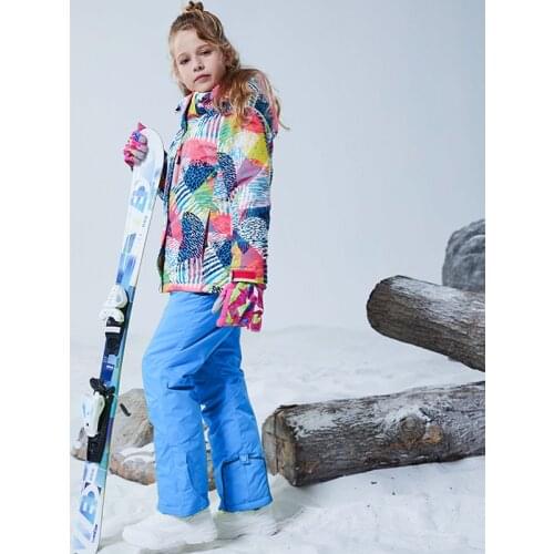 2021 Summer New Children Ski Suit Boy Outdoor Snowboard Jacket Windproof Warm -30 Overalls Girl Child Ski Set Ski Pants