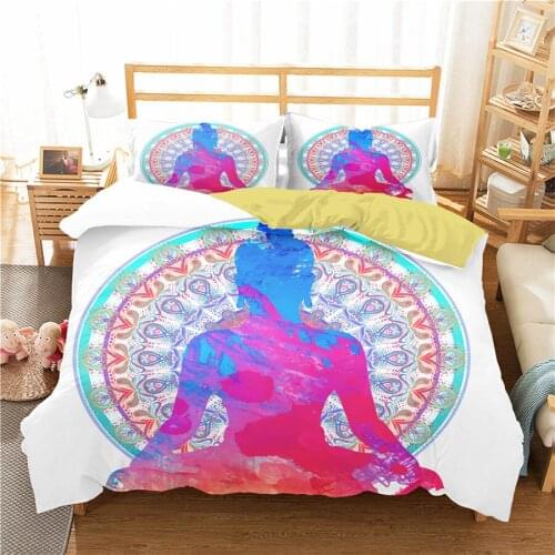 A Bedding Set 3D Printed Duvet Cover Bed Set Yoga Buddha Home Textiles for Adults Bedclothes with Pillowcase #YJ06