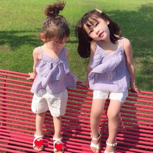 Toddler Girl Clothing Sets Fashion Ruffled Suspender Top Shorts 2pcs Kids Clothes 1 2 3 4 5 Y Child Suits Summer Girl Clothing