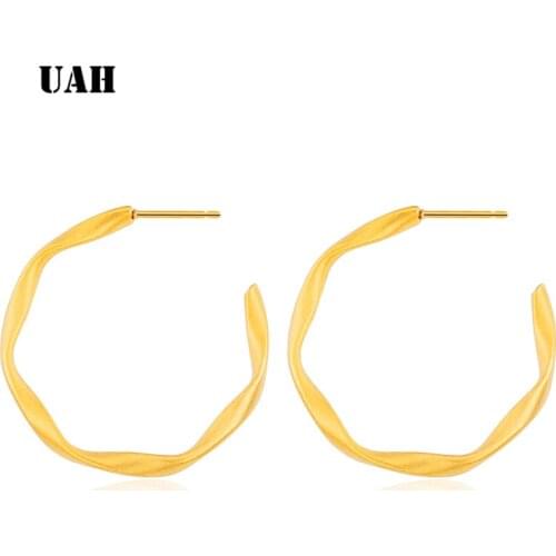 UAH Small Hoop Earrings Gold Color Stainless Steel Hoop Earrings For Women Men Circle Earrings Creole Argollas Pendientes