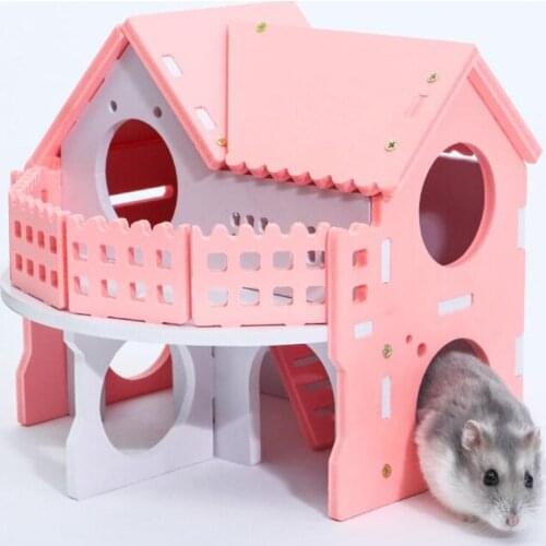 Cute Small Animal Cages Rabbit Hamster House Single-Double Layer Skateboard Spinning Wheel Hamster Gerbil Mouse Pet Cage House