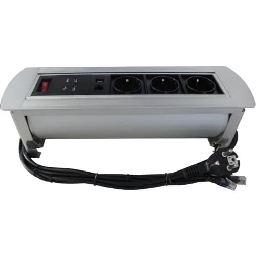 Multifunctional Manual Hotel Meeting Rotation Table Socket Dual RJ45 USB Flipping with Plug Switch free shipping