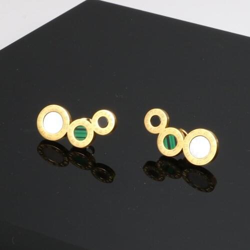 Fashion Green Sequin Malachite Black/White Shell Earrings Roman Pattern Stud Earrings For Women Jewelry Gift