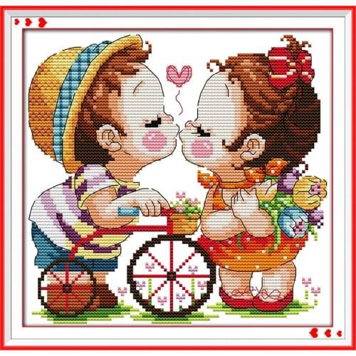 Kiss cross stitch kit 14ct 11ct count print canvas stitches embroidery DIY handmade needlework plus