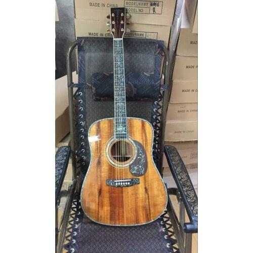 2018 New + Factory + koa acoustic guitar koa acoustic electric guitar super deluxe abalone acoustic guitar all koa wood guitar