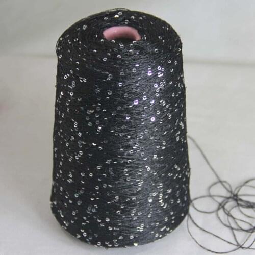 About Sales Pitch 5cm Diameter 3mm 500g Sequi Hand-Knitted C Rochet Handmade Yarn 920_11 Black Silver